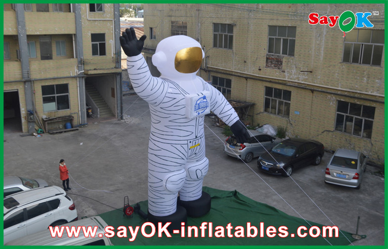 4m Oxford Cloth Outdoor Holiday Inflatables White Spaceman For Advertising