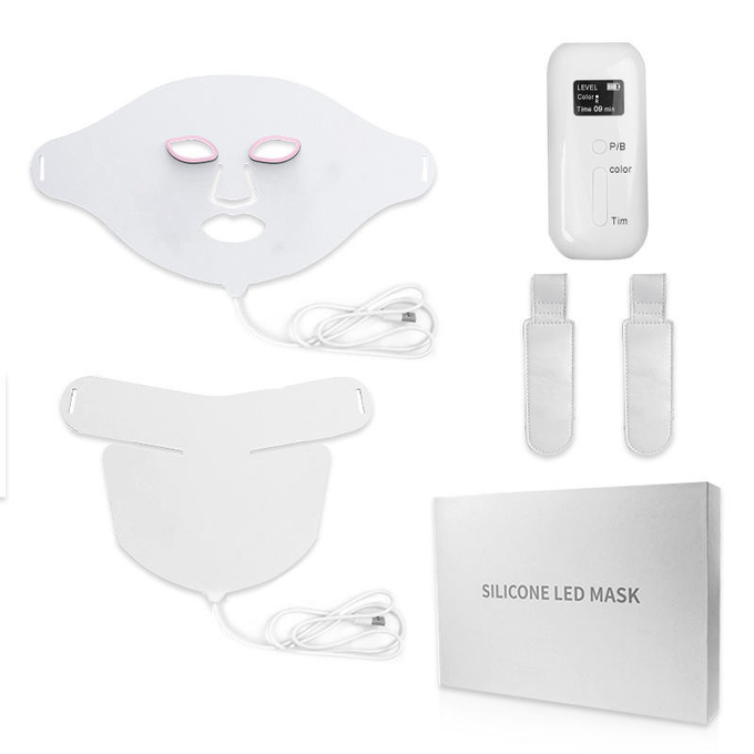 Skin 7 Colors Red Light Panel Therapy Mask Photon Face Neck Silicone 470nm