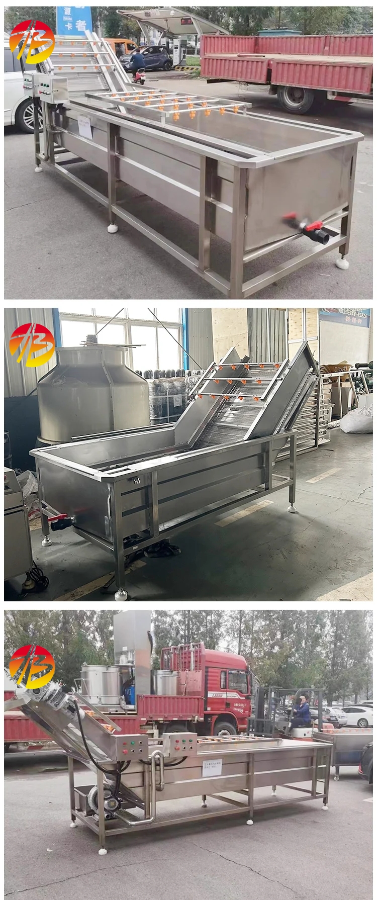 Seafood Bubble Washing Machine for Fruit and Vegetable Pepper 3000*1160*1400mm Size