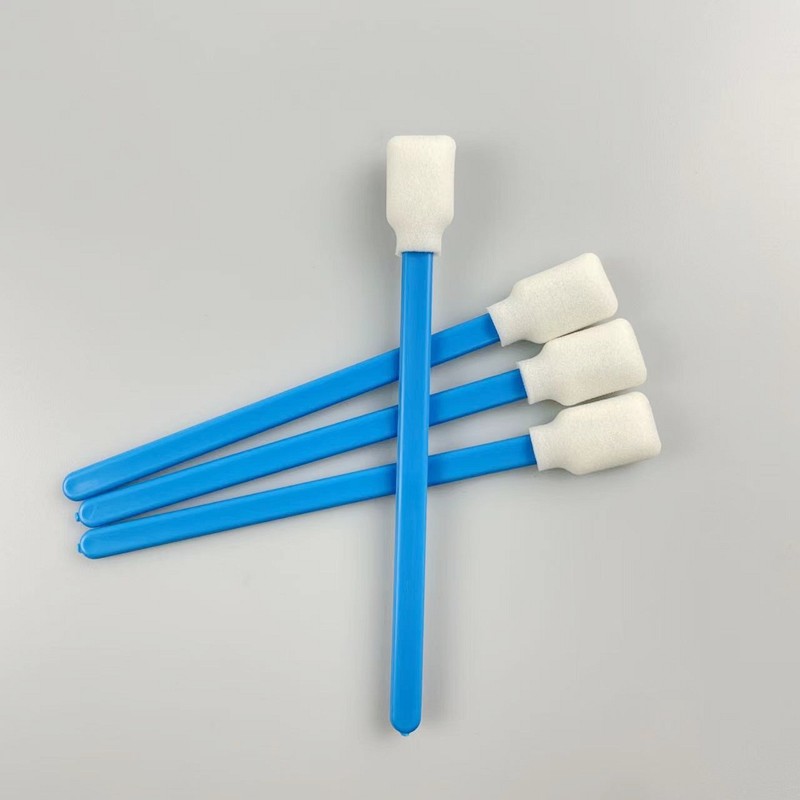 Highly Absorbent Foam Swabs For Solvent Cleaning Paddle Head Blue Handle