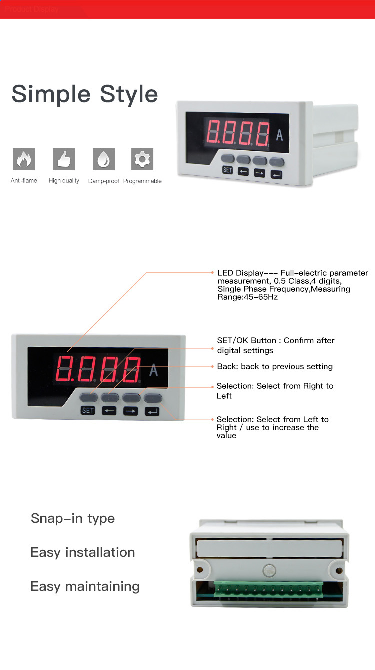 Original manufacturer single phase digital ammeter rs485 electric current meter
