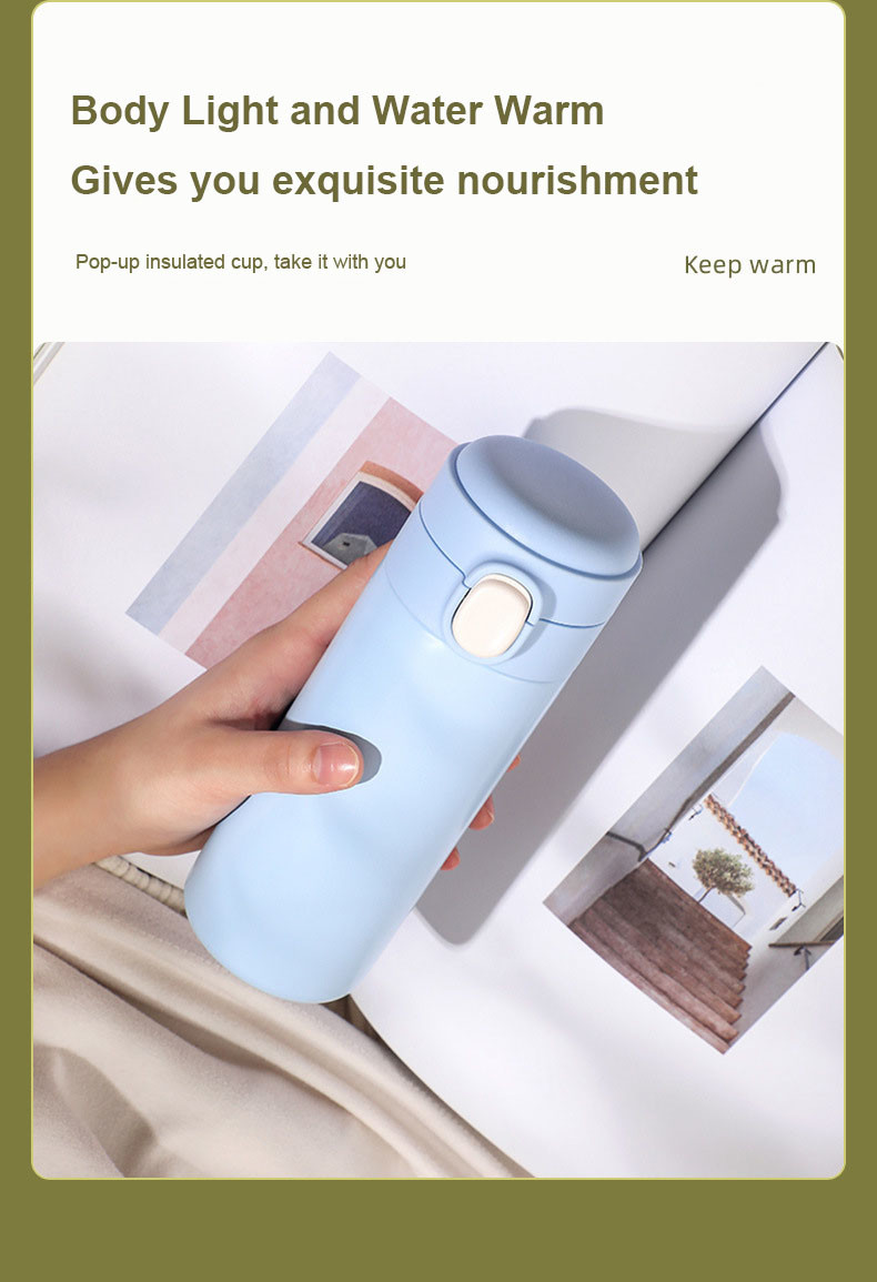 Food Grade PP Filter Stainless Steel Bouncing Lid Thermos Vacuum Cup