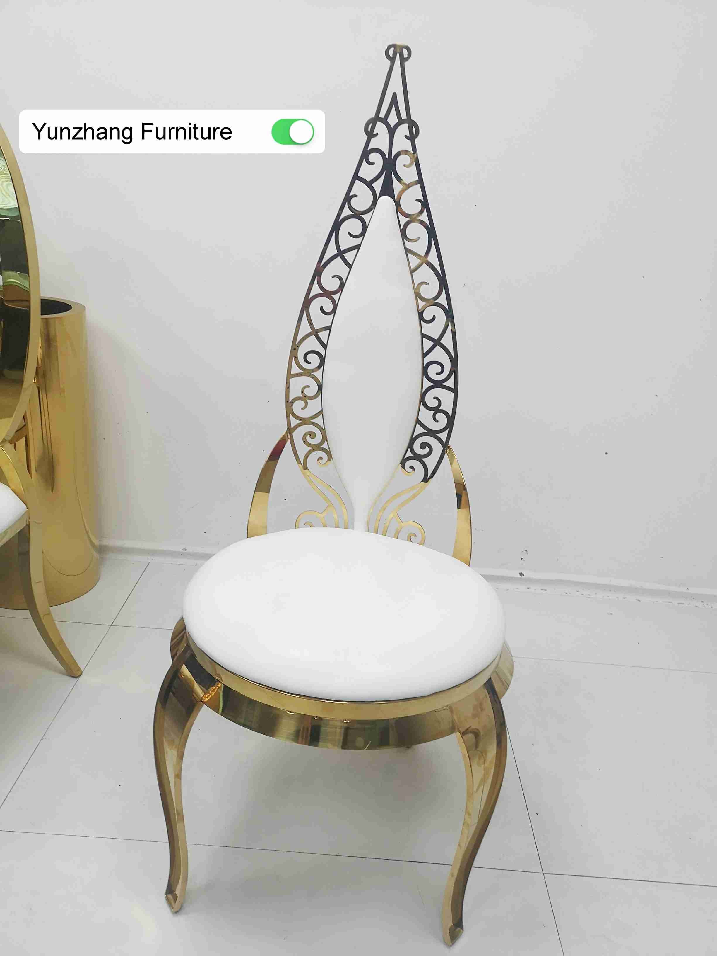 Gold Stainless Steel Commercial Wedding Banquet Chair Leather Velvet