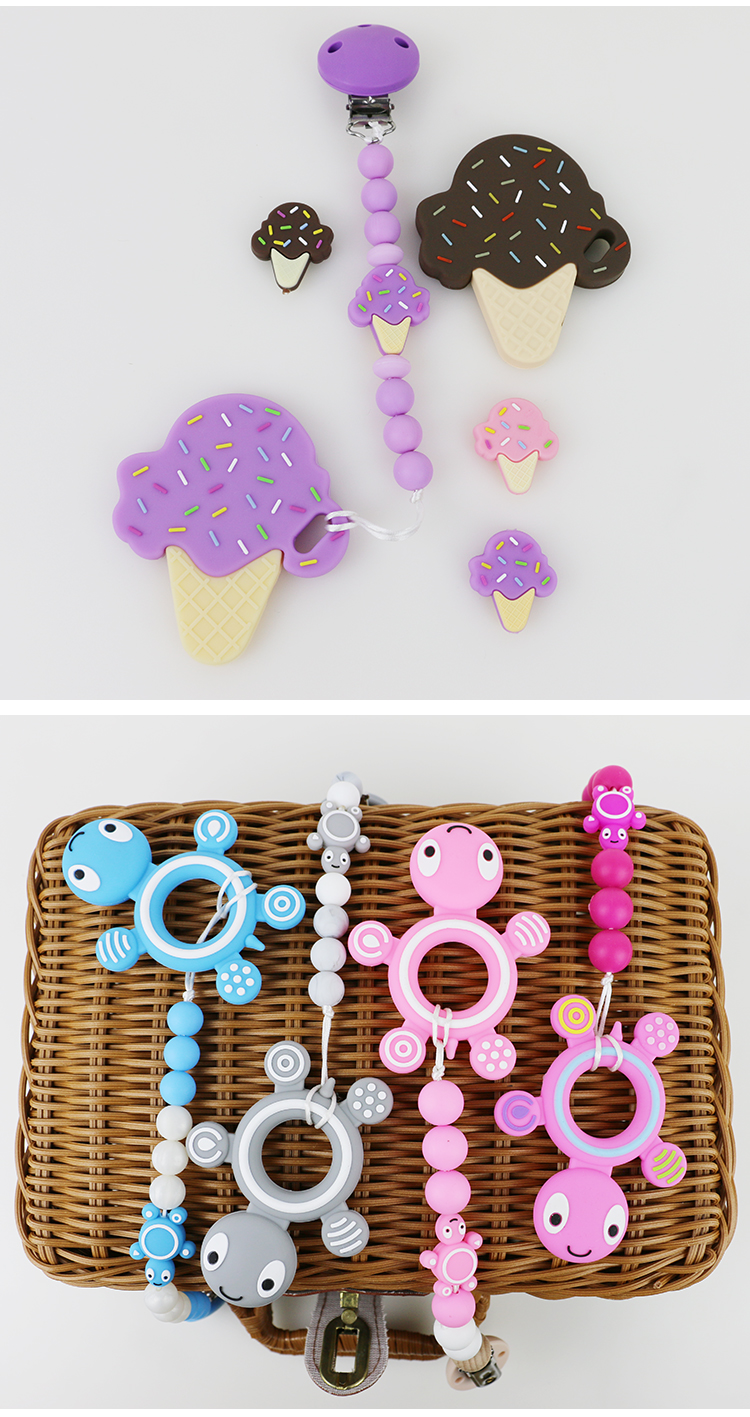 DIY Silicone Christmas Tree Teether , Safe Soft Rubber Beads For Teething