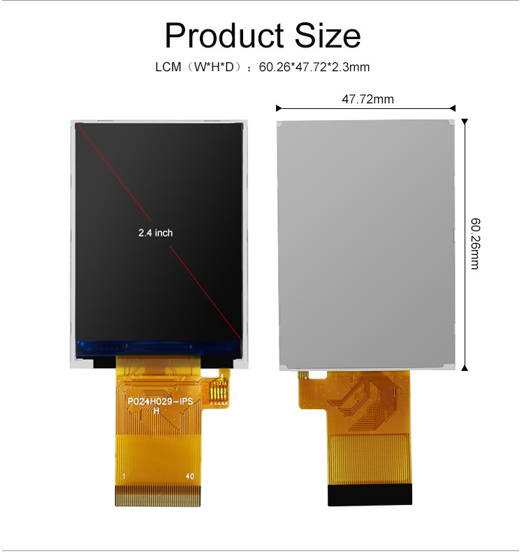 Polcd ST7789V MCU 8 Bit Lcd Display 2.4 Inch IPS TFT Screen For Commercial