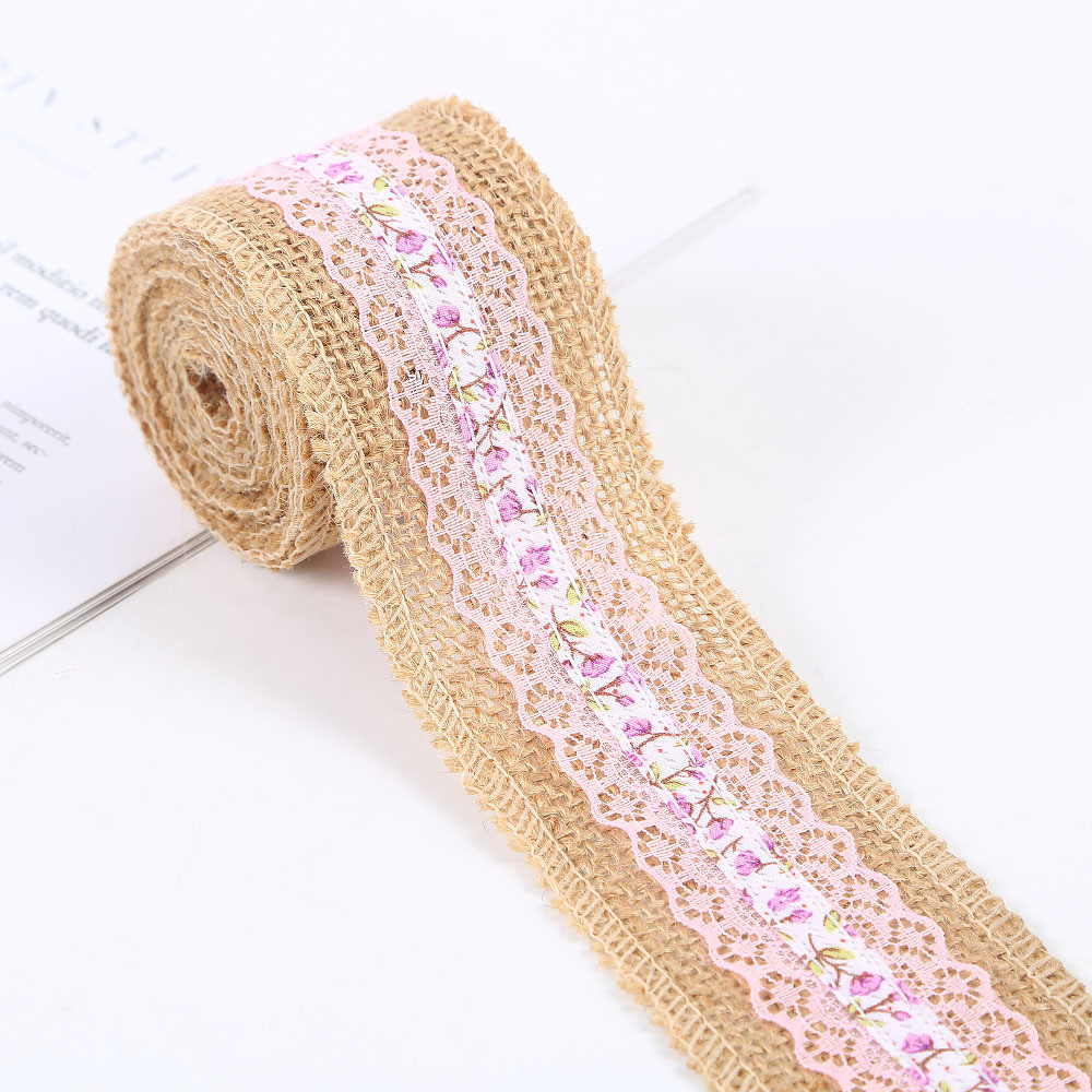 6.5cm Jute Burlap Ribbon Plain Satin Woven Edges 10 Yards Eco Friendly
