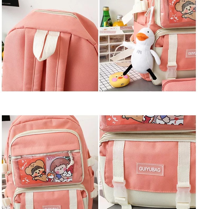 OEM 1.35 Inch Girls School Bag Set Large Capacity 5 In 1 Backpack Sling Pencil Bag