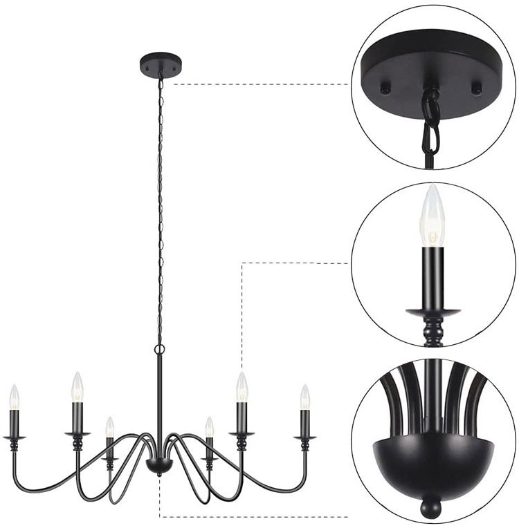 Modern Simple Pendant Lamp Living Room Kitchen Dining Room Lamp American Iron Chandelier(WH-CI-152)