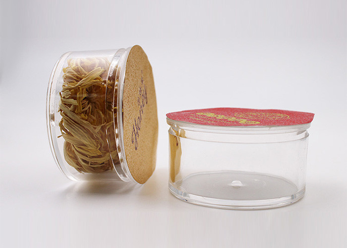 PS Clear Small Round Clear Plastic Containers 25 Cram Capacity For Tea , Coffee Bean