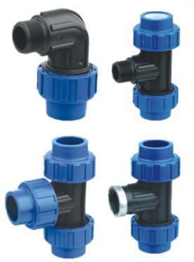 OEM Blue Turkey PP Threaded Elbow Tee Compression Fittings for Irrigation