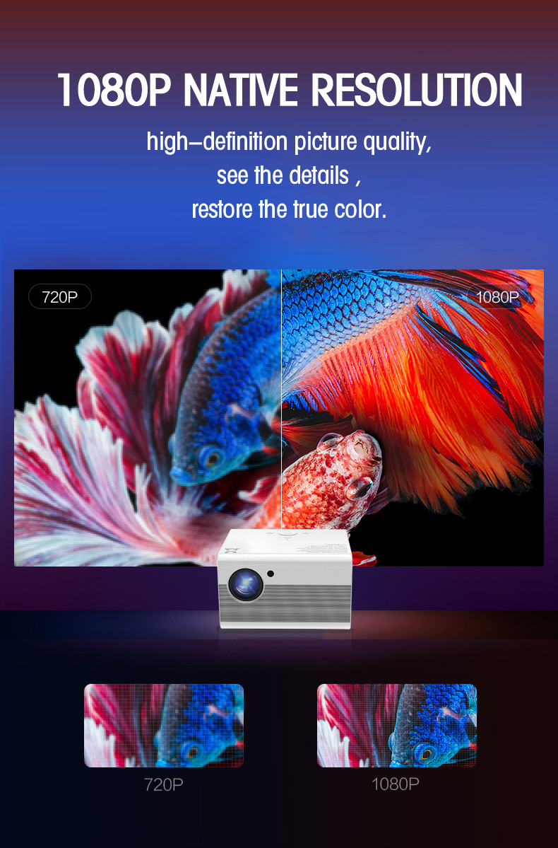 White 90W T10 1080P Full HD LED Projector 1920*1080 Native Resolution