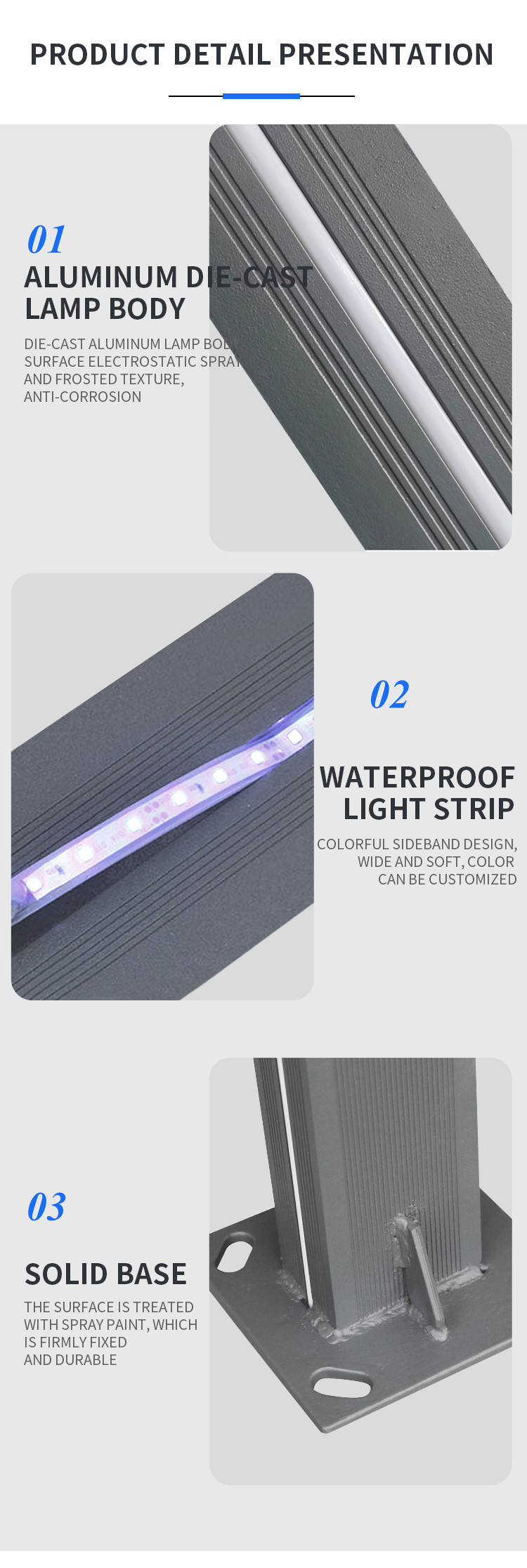Path House LED Outdoor Landscape Lights Height 3m D130-85mm 30w