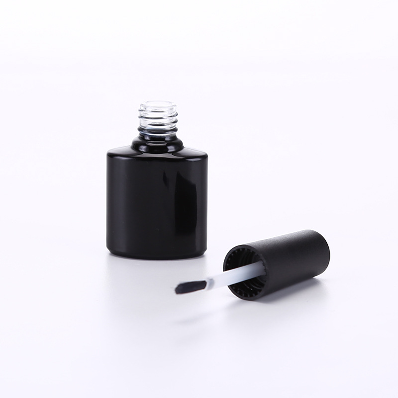 8ml 10ml Matte Black Empty UV Gel Nail Polish Bottle With Cap and Brush for Industrial Cosmetic Custom Unique Oval Shape