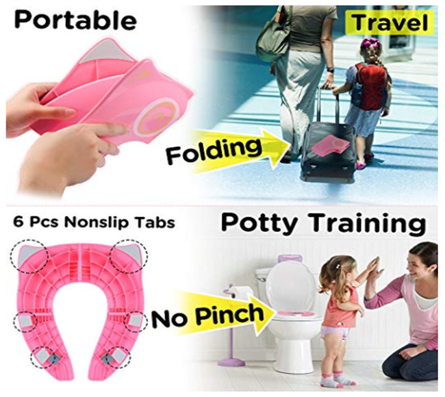 Simulation Baby Foldable Baby Toilet Seat With Cover , Folding Potty Seat