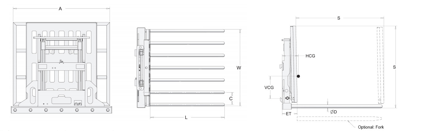 paper bags Carton Clamp Attachment 241mm Thickness