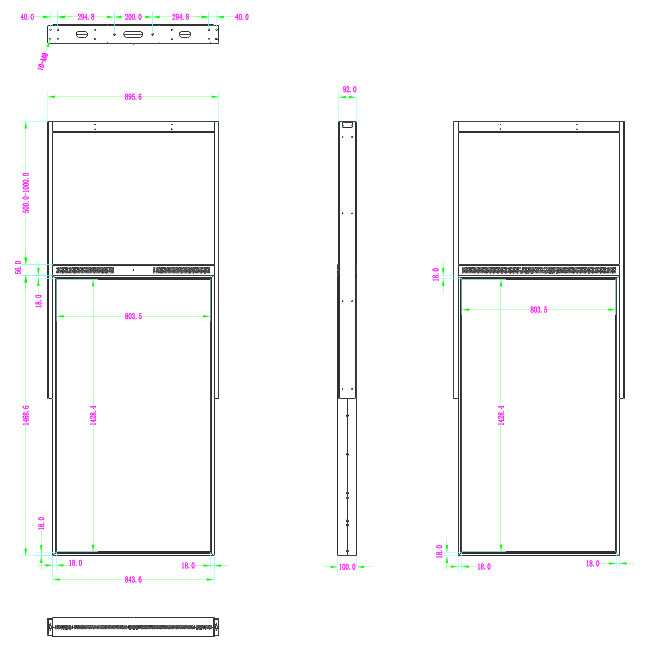 Double Sided Digital Display Indoor 65 Inch Digital Signage For Restaurants Schools 3840x2160