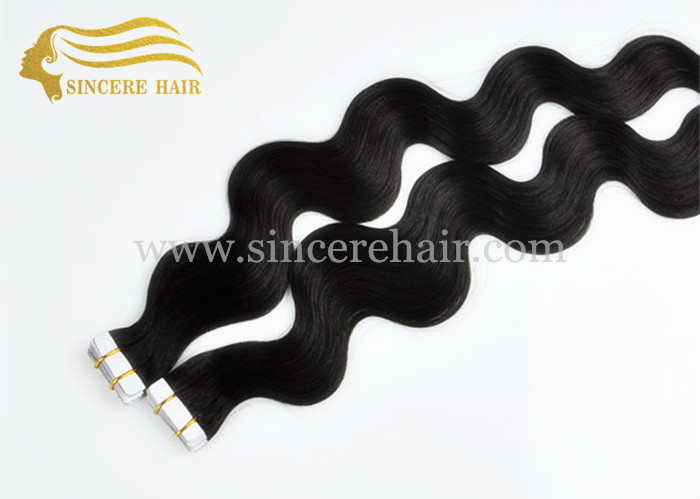 14" Body Wave Hair Weft Extensions, 35 CM Brown Remy Human Hair Weft Extension For Sale