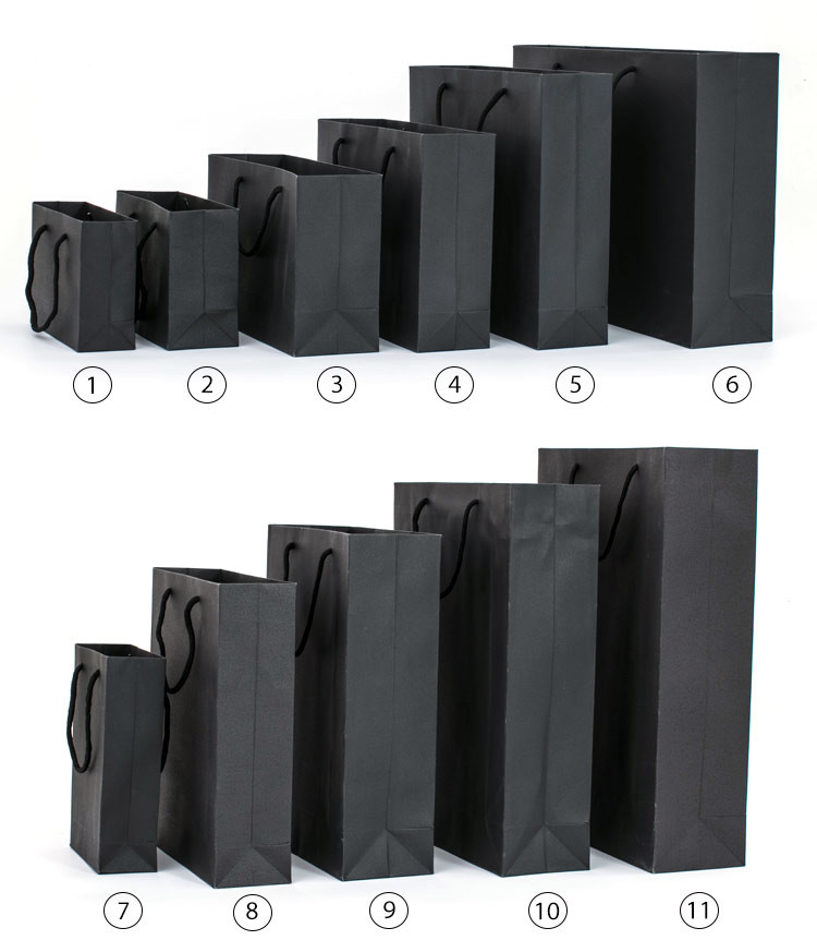 Personalized Printed Cardboard Bags With Handles , Black Paper Carrier Bags