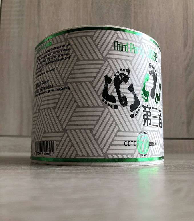 Green gold foil printed self-adhesive vinyl beverage packaging sticker label