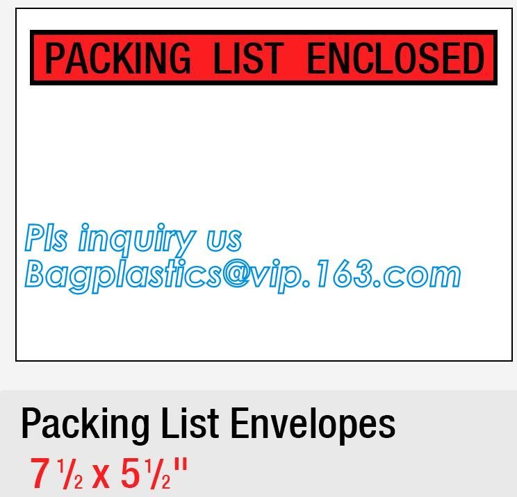 packing list envelope for AWB, packing list envelope mailing bag for express, Packing List Enclosed Envelopes, bagease