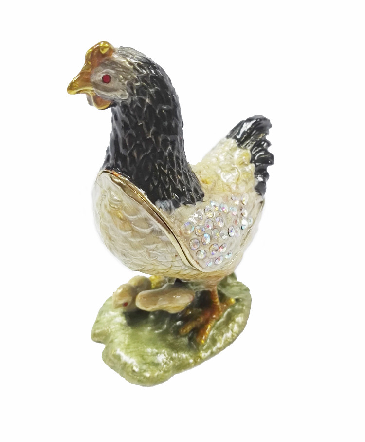 Unique hen jewelry box metal jewelry trinket box hen jewelry box