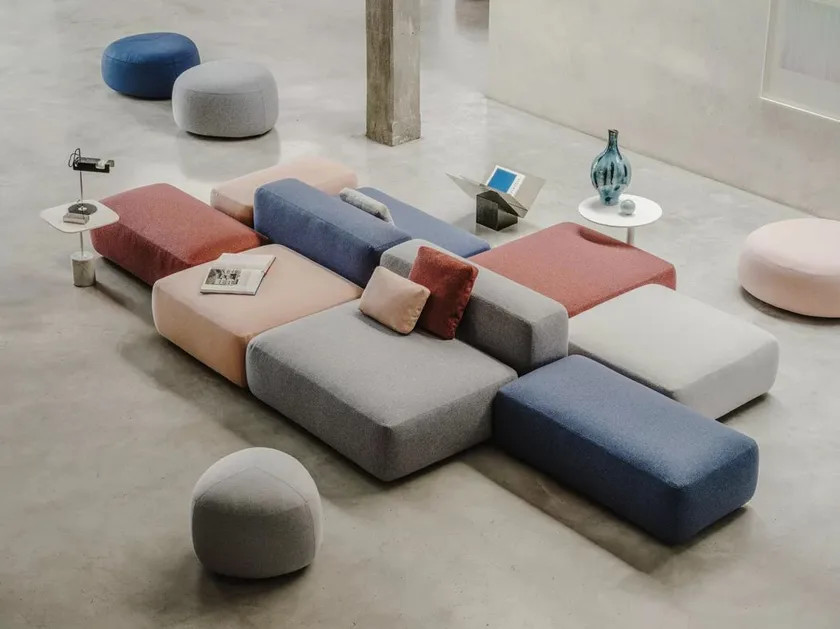 Customized Modular Plus Fabric Sofa With Removable Cover For Hotel Lounge