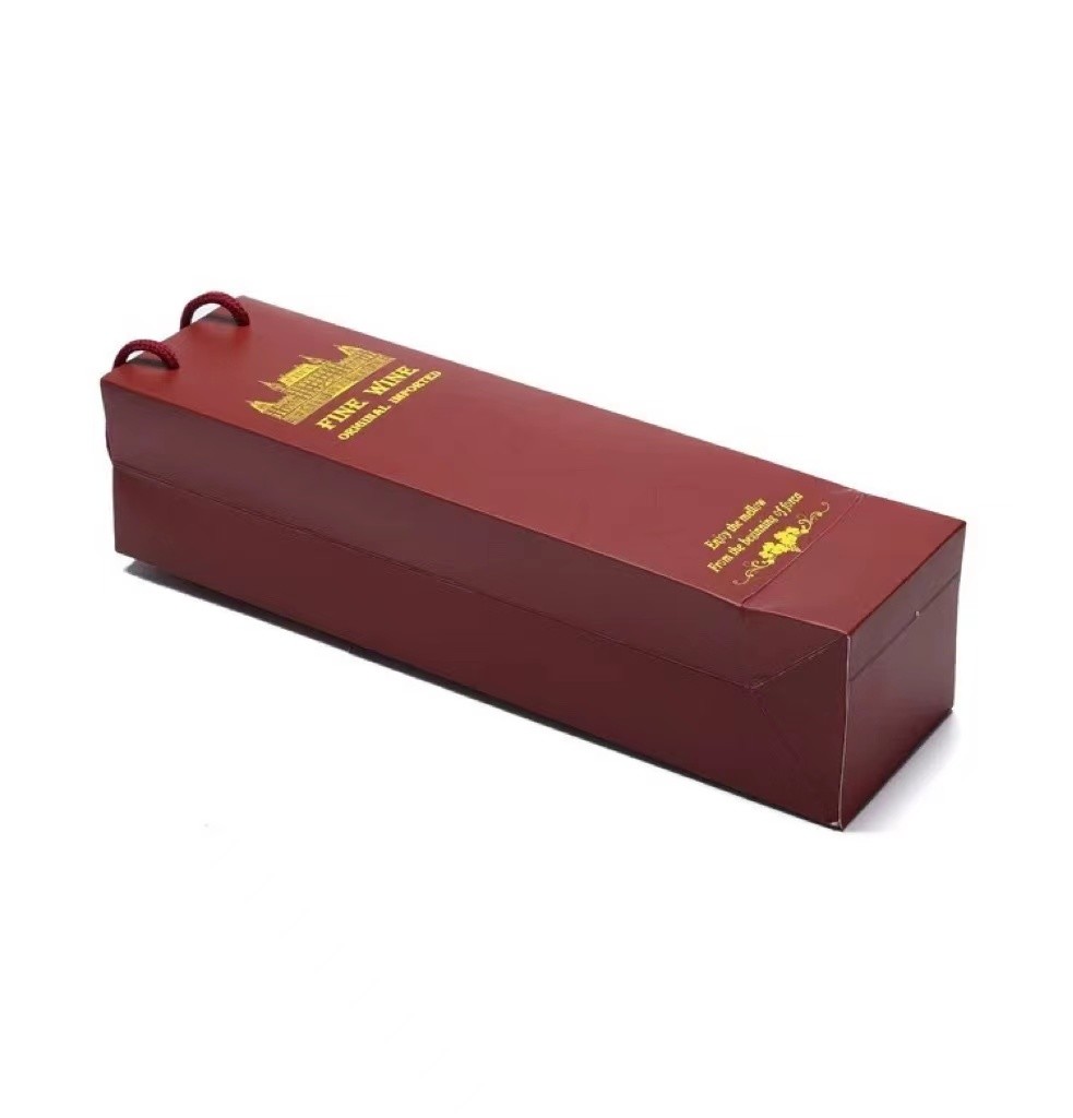 Luxury Gift Packaging Custom Printed Bottle Wine Paper Bags Dark Red Wine Bottle Paper Bags With Handles