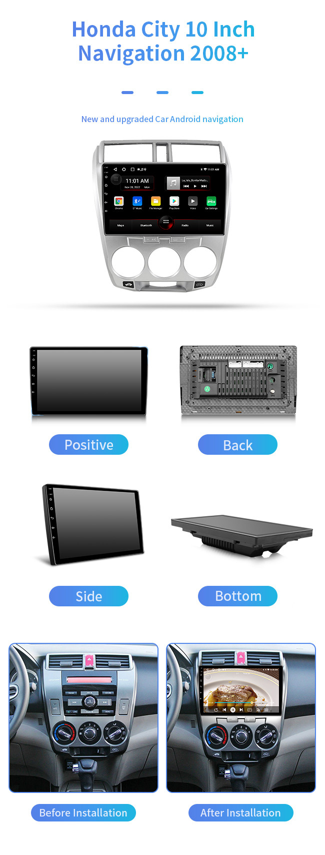 For Honda City 2008+Wireless Bluetooth GPS Car Computer Bluetooth Car Navigation