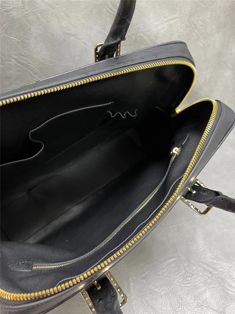 Authentic Real True Ostrich Skin Businessmen Briefcase Laptop Purse Bag Genuine Exotic Leather Male Working Handbag
