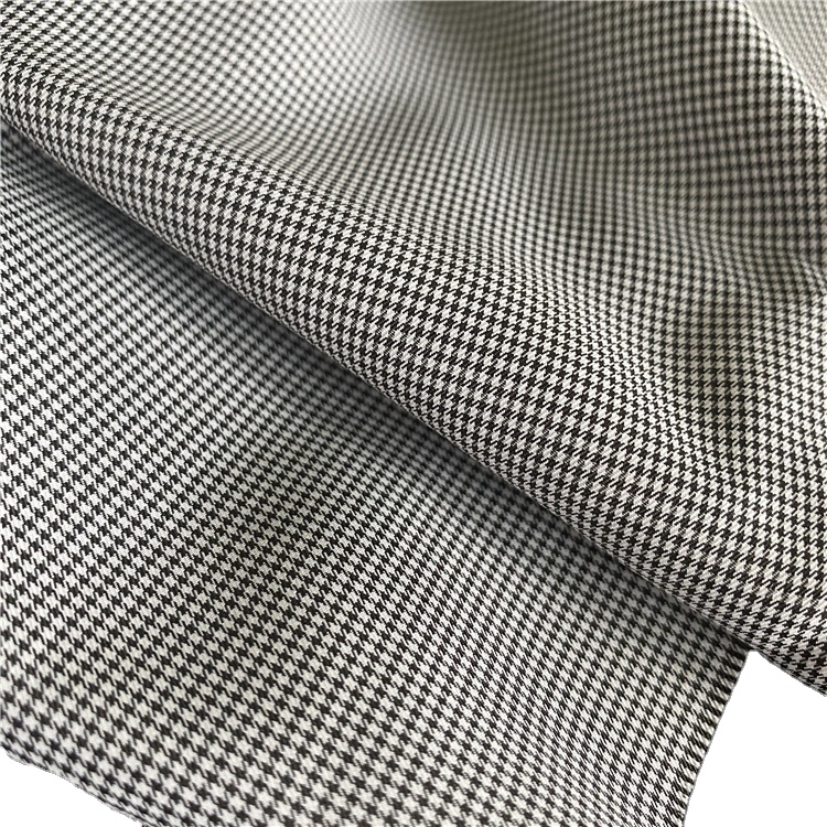 Checks Fabric Yarn Dyed Black and White Paisley Suit Polyester Woolen Blazer Fabric