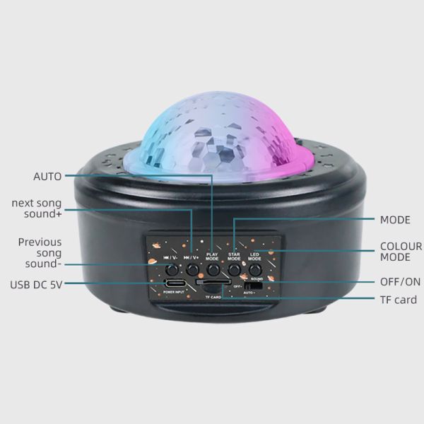 Creative Starry Music Projector Vivid Ten Planetary Projection Lamp Wireless Speaker support TF card For Kids Holiday Gi