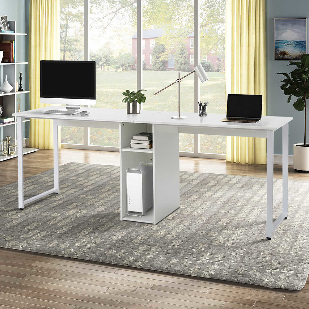 68.35lbs Weight Home Office Computer Table White Two Person Desk
