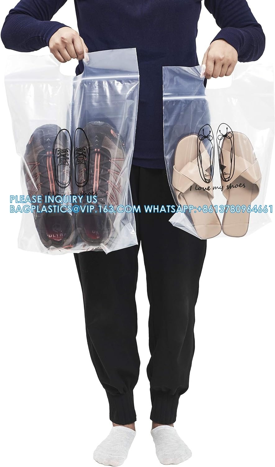 Zipper Storage Bags Plastic Zipper Bags Transparent Zip Plastic Bags Expandable Bottom Bag With Carry Handle