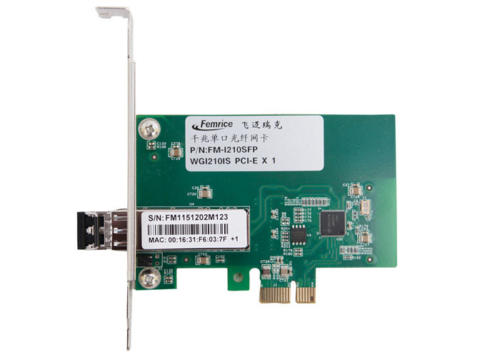 1000Mbps Intel I210 Chipset Single Port Fiber Optic Network Interface Card PCIE Interface SFP Slot Network Adapter