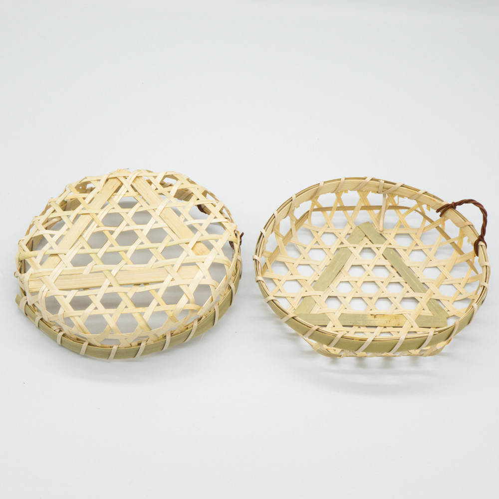 Single Ear Round Bamboo Woven Basket Washable 155*30mm customized