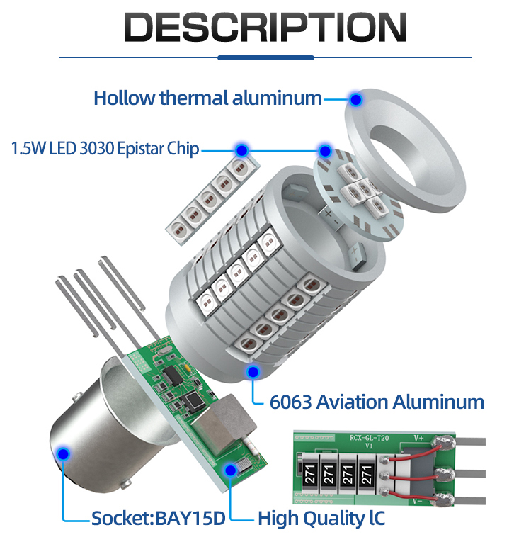 High Brightness Bulb Led Canbus P21w Ba15s 1156 1157 7440 7443 T15 W5W T10 T20 Car Turn Signals Lights