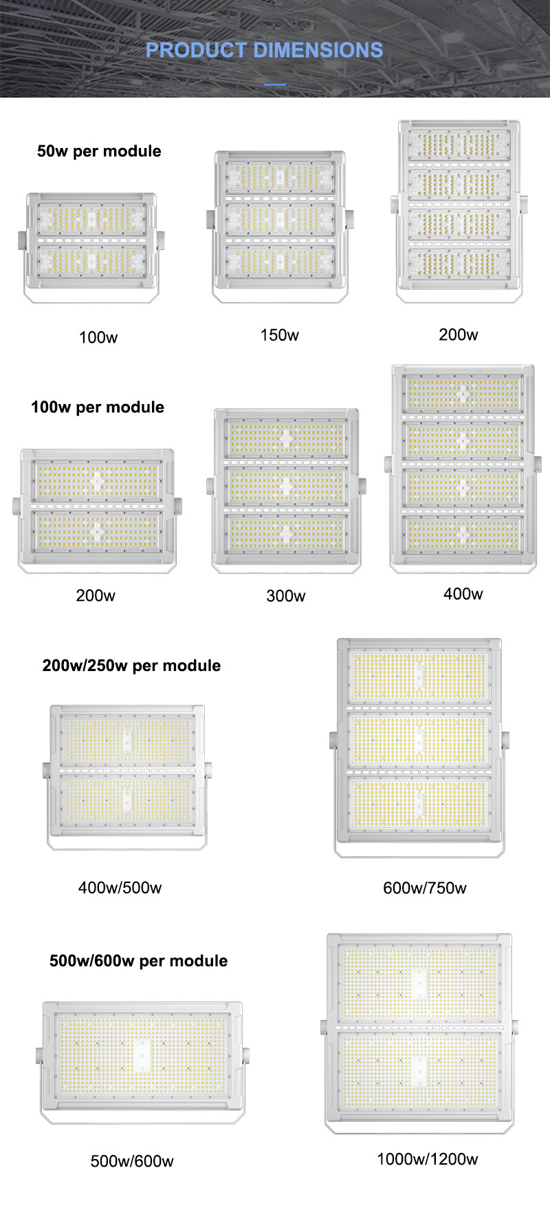 160lm/W LED Flood Light Soccer Stadium Sports Field Lighting