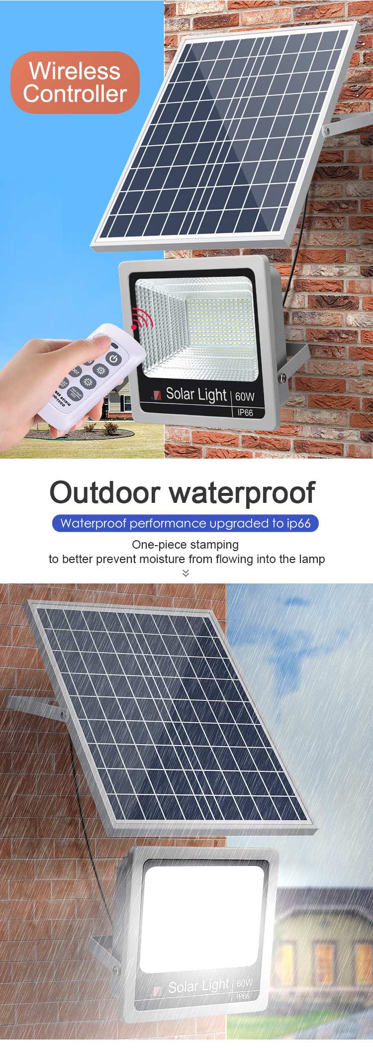 200w 500w Solar Powered Flood Lamps IP66 Solar Lights Floodlights