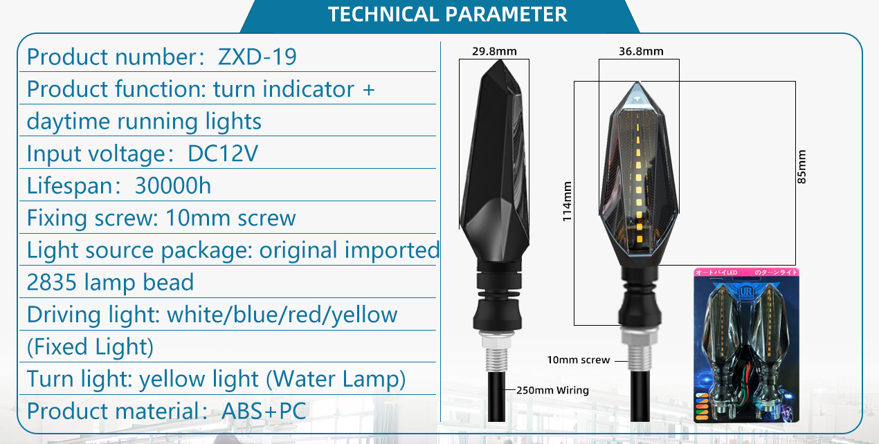 LED Motorcycle Turn Signal Head Lamp 30000hours Lifespan and 6500k Light Temperature