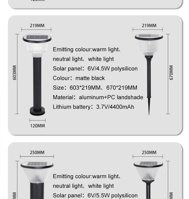 Solar Led Garden Lawn Lights Lanterns Warm White Super Bright Landscape 219x605mm