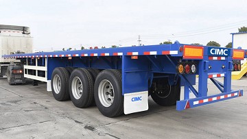 China CIMC tri axis tow for heavy duty 20 or 40 feet equipment air suspension van cargo transporter tank semi flatbed trailer