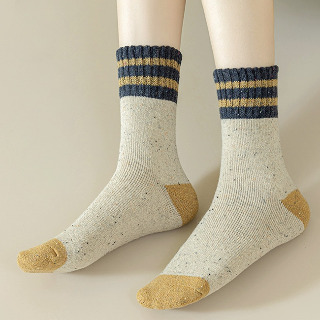 Soft Cozy Merino Wool Socks Striped Colorful Thermal Warm Socks