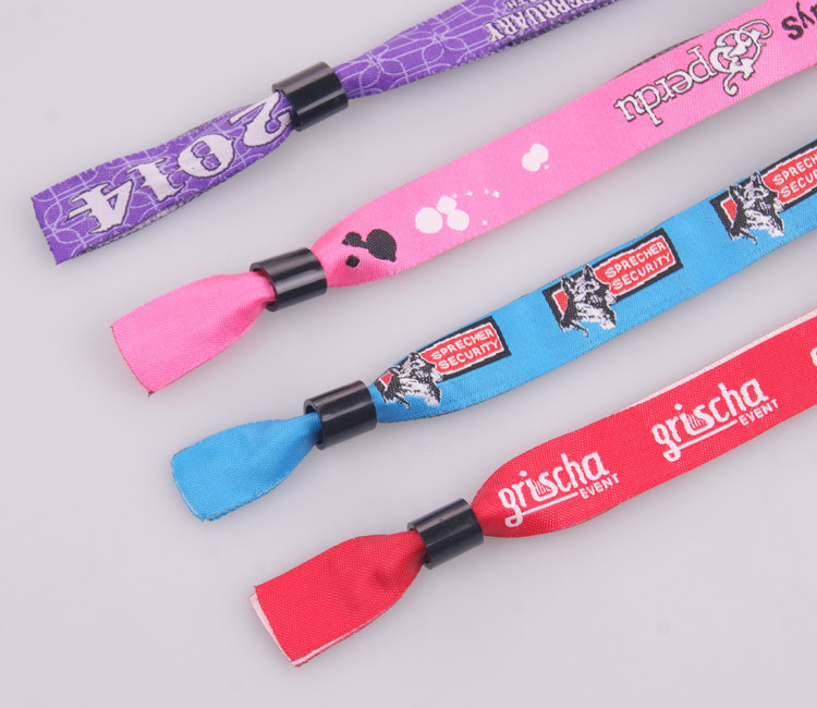 Silk - Screen LOGO Woven Fabric Bracelet Leather Wrist Bands For Men