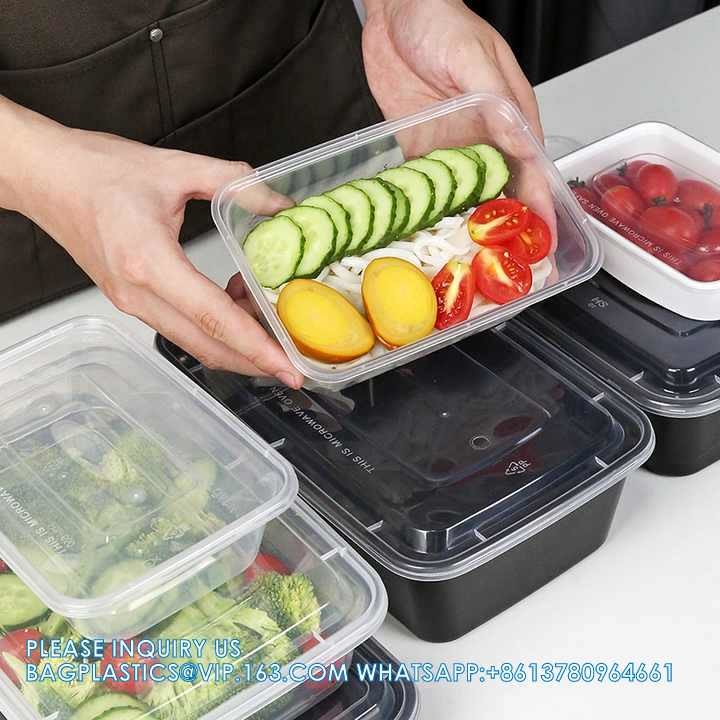 980ml American Takeaway Box Eco-Friendly Microwave Safe Plastic Food Containers With Lids Disposable Food Lunch Box