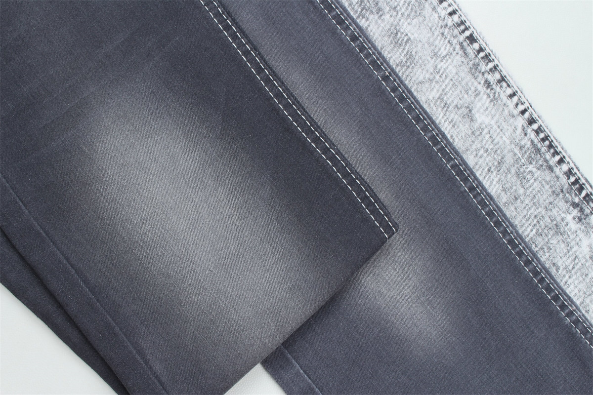 Dark Grey Color Stretch Slub Denim Fabric For Jeans