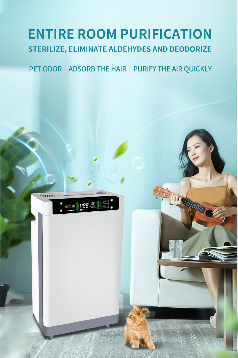 Wifi Control Negative Ion Quiet Home Air Purifier 400m3/H