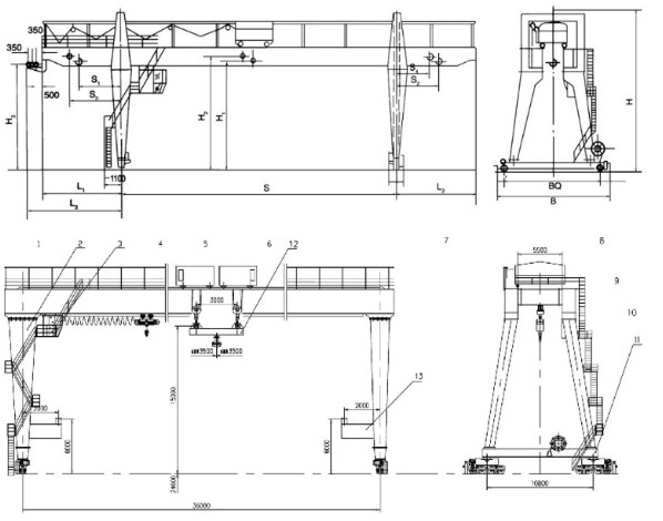Span 35m 50 Ton Rmg Double Girder Gantry Crane Rail Mounted Quay Crane