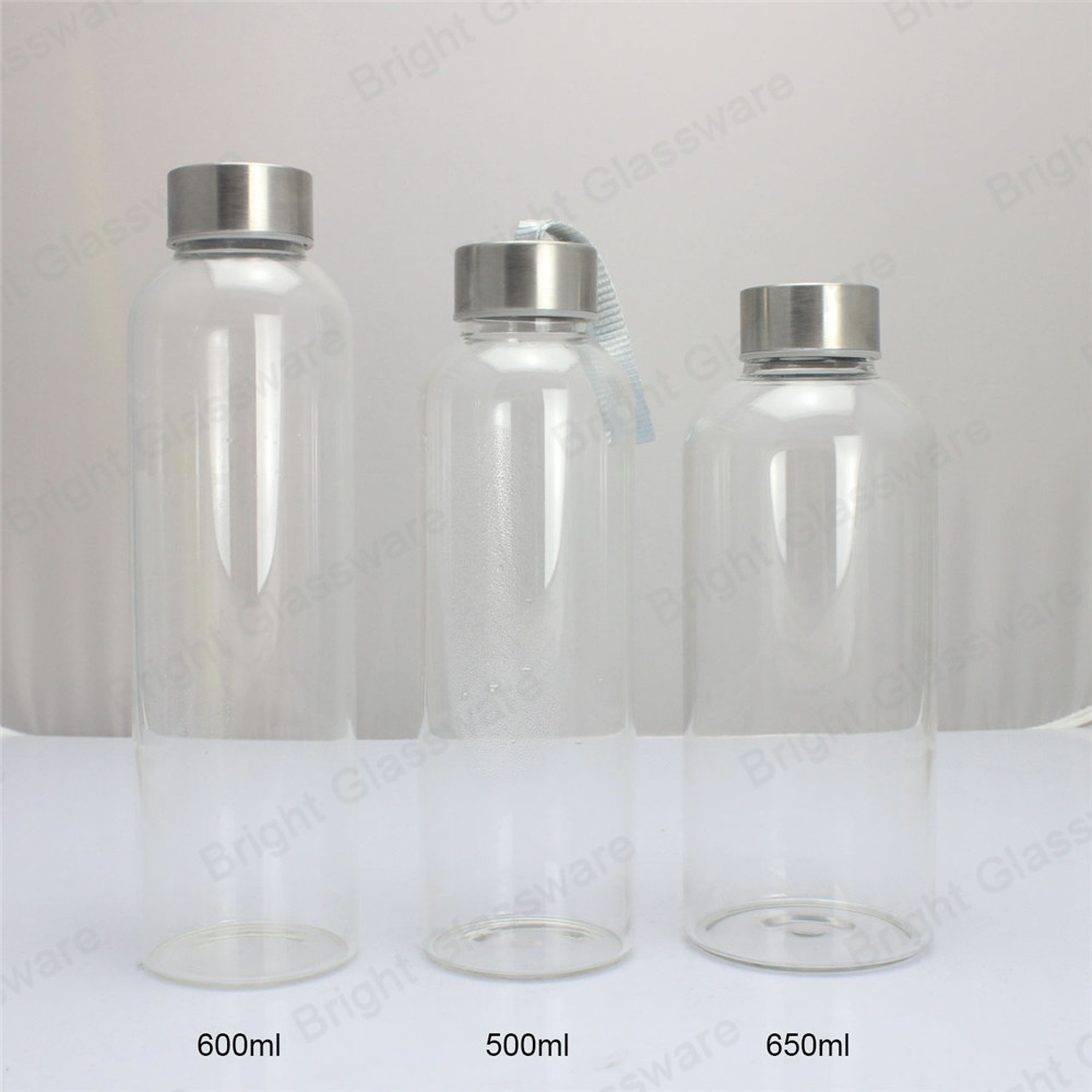 Hot sale 100ml-1000ml High borosilicate glass water bottle with lid