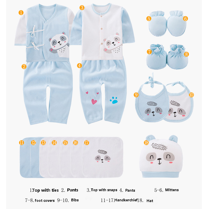 Golden supplier organic 100% cotton shower clothings clothes jumpsuits box newborn new born baby gift set for girl
