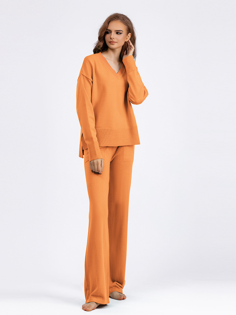Women s Sweaters s Latest and Fashionable Product 2024 autumn/winter V-neck loose casual sweater pullover two-piece set